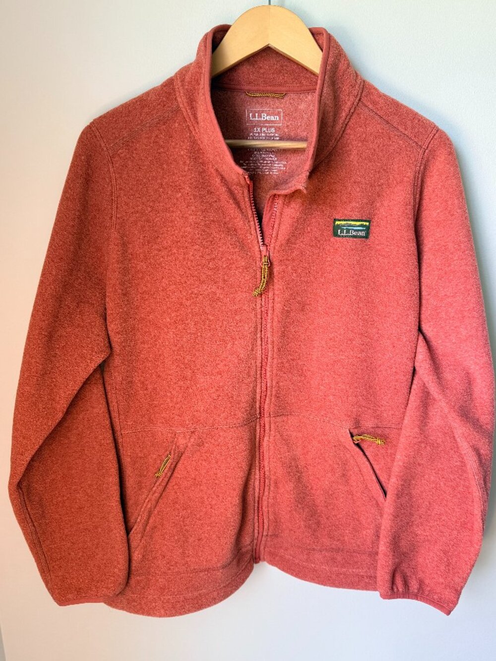 L.L.Bean Women's Sweater Fleece Full Zip Jacket Coral Heather 1X Plus